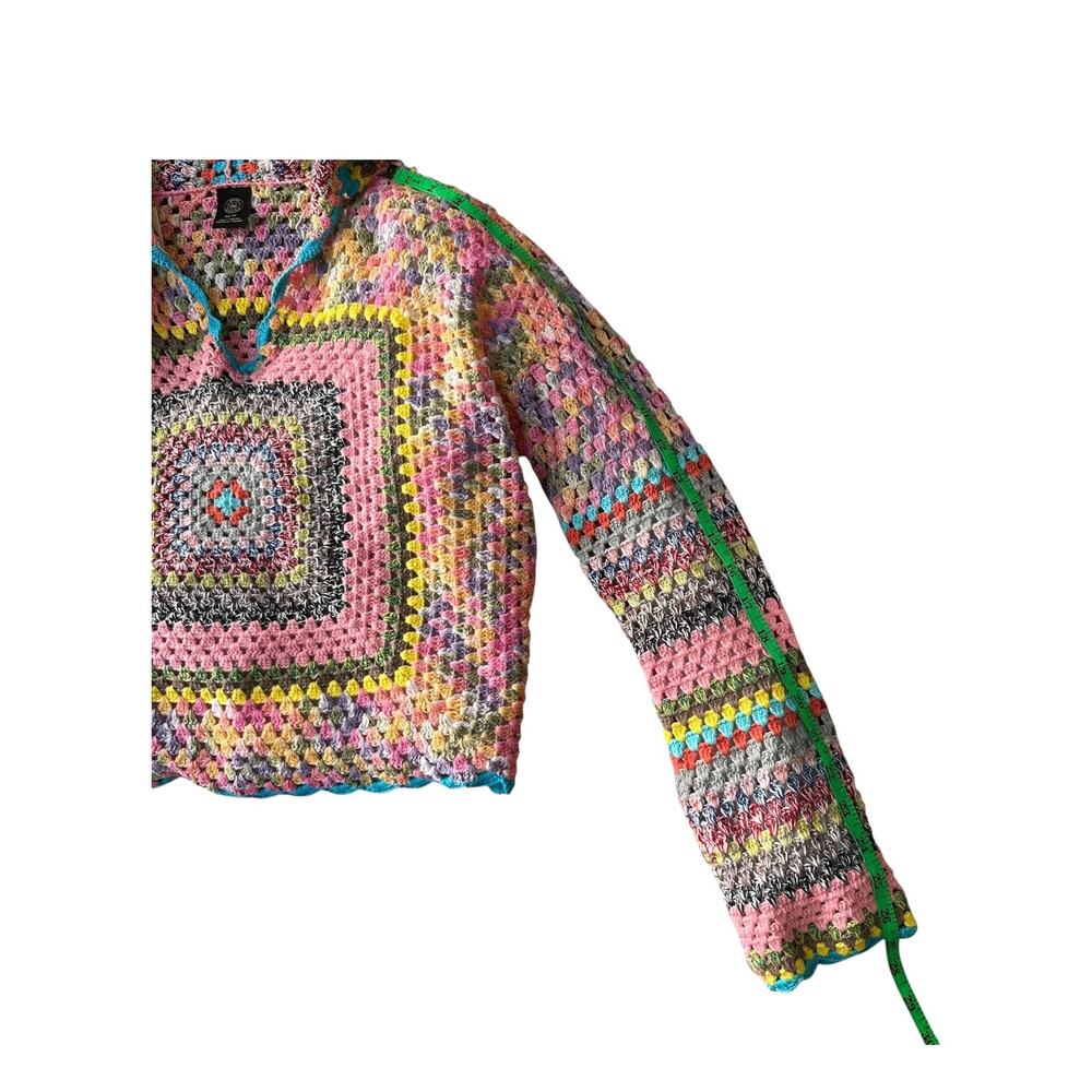 Urban Outfitters Hand-Crocheted Square Hoodie Sweatshirt Size XS Multicolor - Picture 13 of 15
